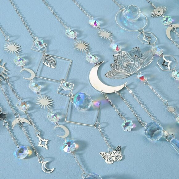 Sun Catchers, 10 Pcs Crystal Suncatcher Prism Hanging Kit with Chain Rainbow Mak - Picture 6 of 7